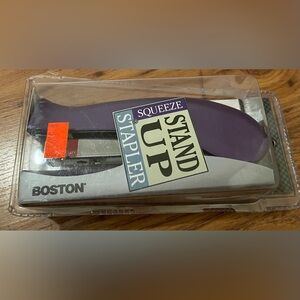 New vintage rare purple Boston Squeeze Stand Up Stapler